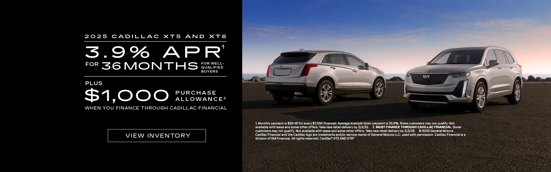 2025 XT5 and XT6 APR and Purchase allowance Offer